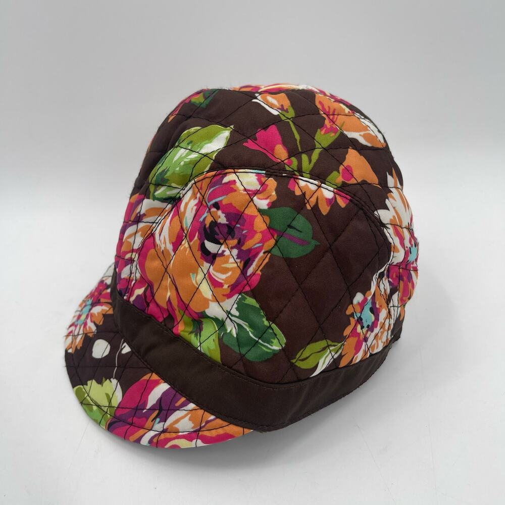 VERA BRADLEY Hat Cap English Rose Newgirl Cozy Fleece Lining Brown Casual Fall - Picture 6 of 14
